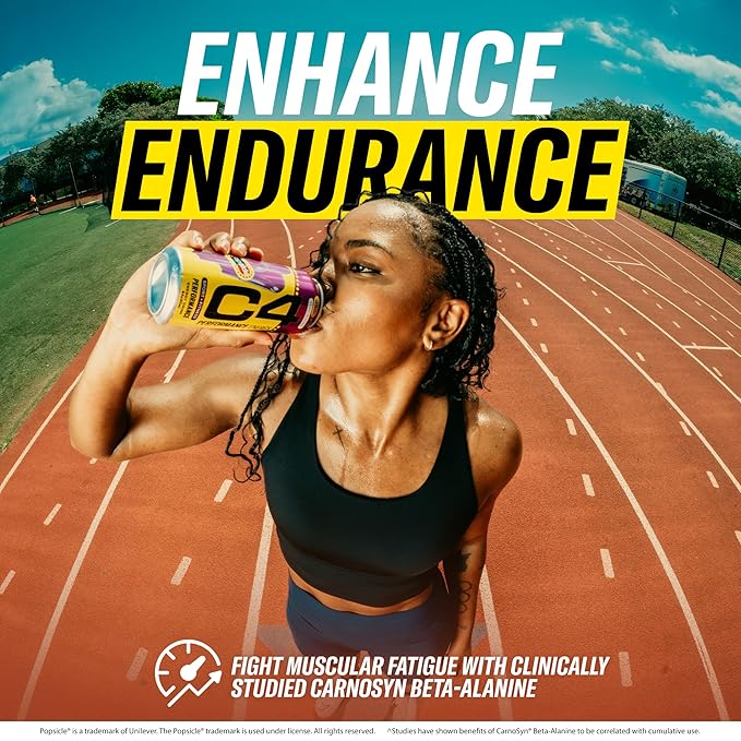 Cellucor C4 Energy Drink x Grape Popsicle, Carbonated Sugar Free Pre Workout Performance Drink with no Artificial Colors or Dyes, 16 Oz, Pack of 24