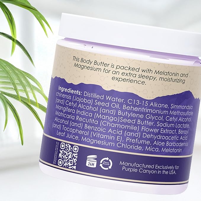 PURPLE CANYON Twilight Deep Sleep Whipped Body Butter 8oz | Lavender Night Cream | Body Lotion for Skin
