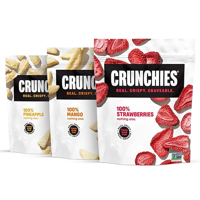 Crunchies Freeze-Dried Fruits, 100% All Natural Crispy Fruit, Non GMO and Kosher, Resealable Freeze Dried Fruit Snack Packs, Pack of 6 (Tropical Variety Pack)