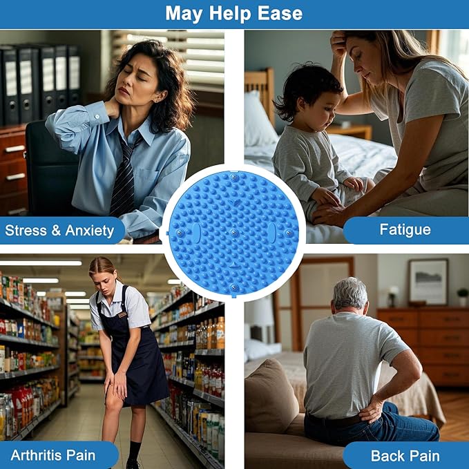 Foot Massager Mat, Manual Massage Tool with Magnetic Therapy Acupressure Disc for Feet Relaxation, Foot Relieve Stress Treatment (Blue)