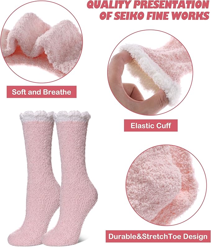 LINEMIN Womens Fuzzy Socks Cozy Fluffy Winter Warm Slipper Socks Microfiber Soft Home Sleeping Socks