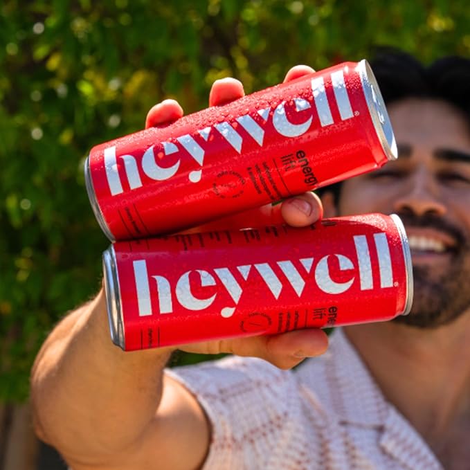 Heywell Sparkling Adaptogenic Water Energy and LIft, Cherry Limeade Flavor 12 Fluid Ounce (Pack of 12) - Caffeinated, Organic, Non GMO, Vegan, Gluten Free, Dairy Free