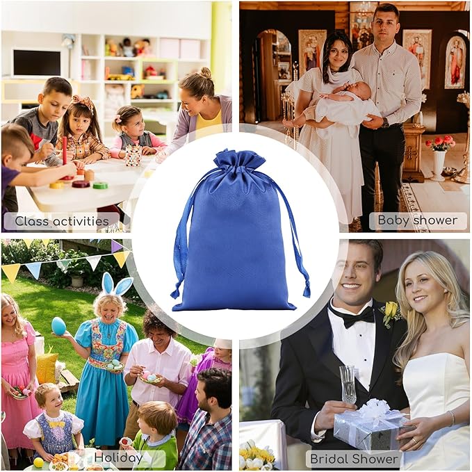 Blue Satin Bags with Drawstring, 30Pcs 4x6 Small Gift Bags, For Kids Classroom, Wedding, Birthday, or Halloween Party Favors, Jewelry, Bracelets, Earrings, Crystal, for Small Business