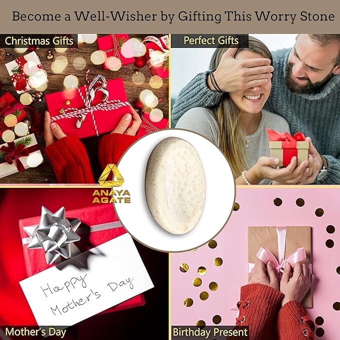 Scolecite Worry Stones – Crystal Thumb Worry Stone for Anguish, Stress – Relaxing & Soothing Balance Stones for Meditation, Relief – Healing Stones & Crystals for Men & Women