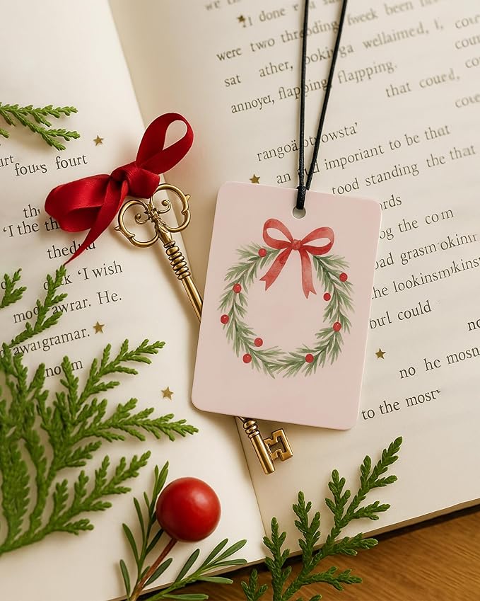 Red and Green Boho Christmas Berry Car Air Freshener 4 Pcs, Xmas Tree Wreath Snowflake Hanging Air Freshener for Cars Closet Drawer Books, Christmas Car Accessories Mirror Decor for Women