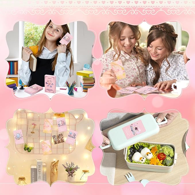 Positive Affirmation Cards for Teen Girls (Ages 10-16), 54 Daily Self Love Cards, Pink Confidence Building Gift Set with Mindset Activities