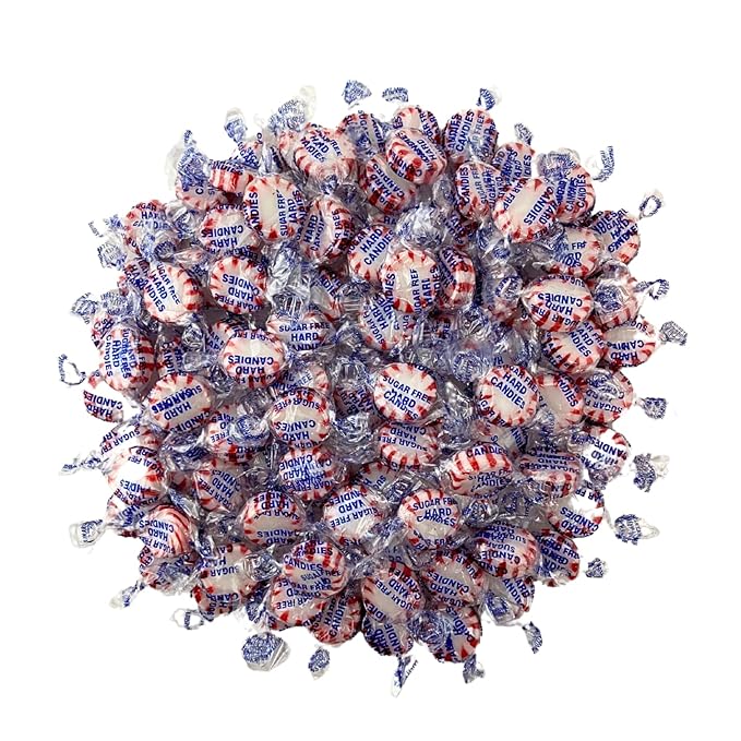 Sugar Free Peppermint Starlight Mints Hard Candy - 1 lb Bulk Bag Individually Wrapped Keto And Diabetic Friendly Gourmet Peppermint Flavored Candies (16oz)