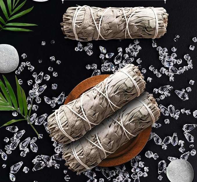 Native American Organic White Sage Smudge Sticks - Salvia Blanca para Limpiar - Sacred New Age Rituals for Energy Clearing, Meditation, Negative Energy Removal, Purification, Spiritual Healing. (3)