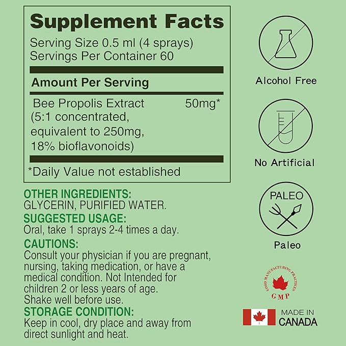 Lovita Bee Propolis Throat Spray, 18% Bioflavonoids, Alcohol-Free, Immune Support, Throat Soothing, Antioxidant, Gentle Taste, 1 Fl Oz (Pack of 3)