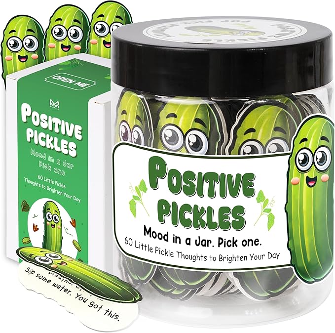 Emotional Supports Pickle Jar, 60 Affirmation Cards for Women, Positive Pickle Gifts, for Women, White Elephant Gifts, Teen Girl Gifts Trendy Stuff, Stocking Stuffers for Teen Girls