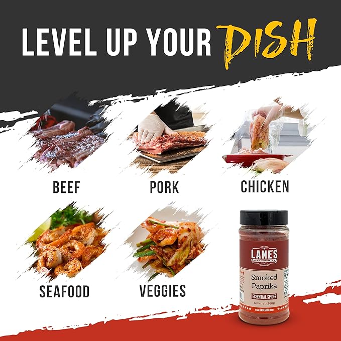 Lane's Smoked Paprika Powder, All-Natural Smoked Paprika Seasoning, Goes Well with Meat, Pork, and Vegetables Smoky Paprika Spice, Made in USA, 7 Oz