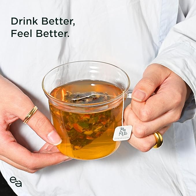 Tea Facto Goddess Glow* Ginger Tea Bags with Dried Ginger Roots, Tangerine Peels, Rose Petals, Dried Apples - Natural Fiber, Zero Added Sugar, Zero Caffeine - 10 Count