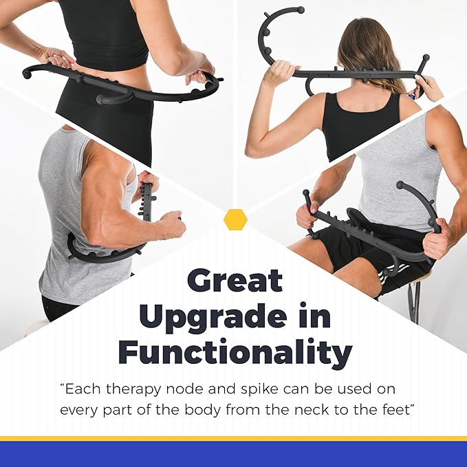 Upgrade Back and Neck Massager-Trigger Point Cane Massage Tools for Pain Relief and Self Massage Hook Cane - Handheld Body Deep Tissue Shoulder Leg Feet Massager Stick - Gift for Men & Women - Black