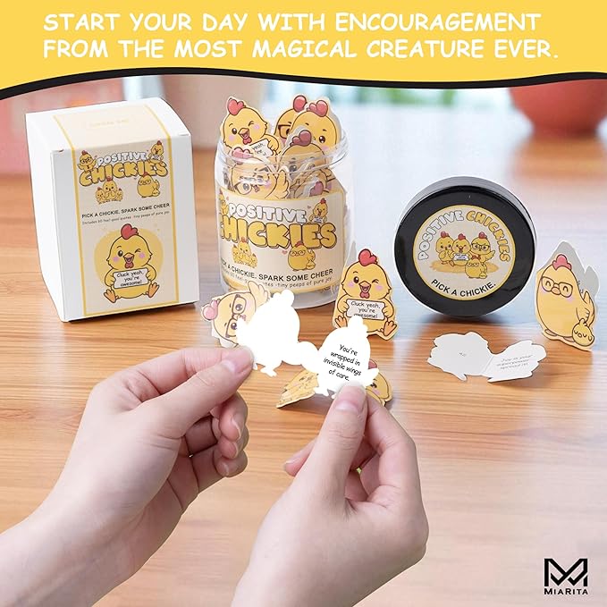 60 Positive Chick Cards Jar, Daily Affirmation Cards for Women, Girls, Coworkers, Best Friends - Emotional Support Chick - Birthday Gift for Womens - Teen Girl Gifts Trendy
