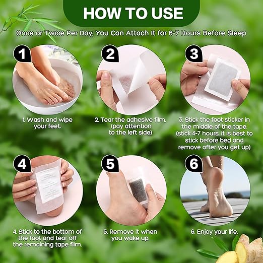 50 Pack Foot Pads, Ginger Oil Bamboo Charcoal, Foot CareFoot Patch Message Deep Cleansing for Stress Relief, Better Rest, Feet Health Patches, Relaxing Muscles Foot Care