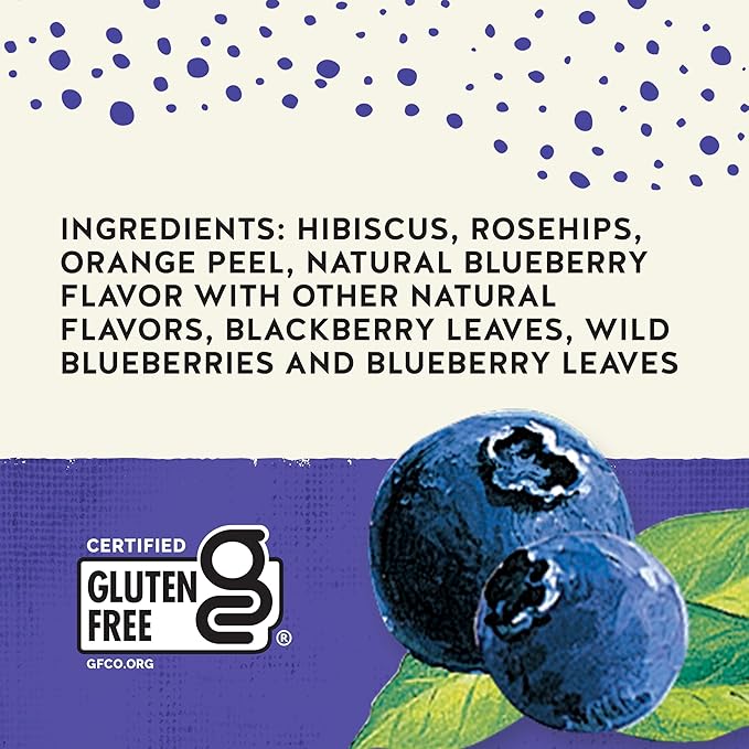 Celestial Seasonings True Blueberry Herbal Tea, Caffeine Free, 20 Tea Bags Box (Pack of 6)