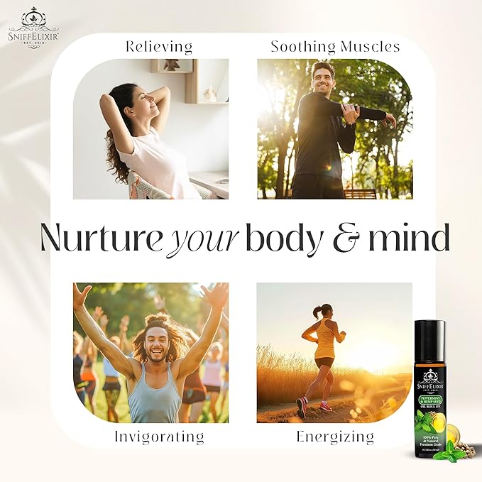 Peppermint Essential Oil Roll On with Hemp Seed Oil, Essential Oils Peppermint to Ease Headaches & Migraine, Used as Headache Stick, Oil Roller - Aromatherapy Gifts for Women and Men