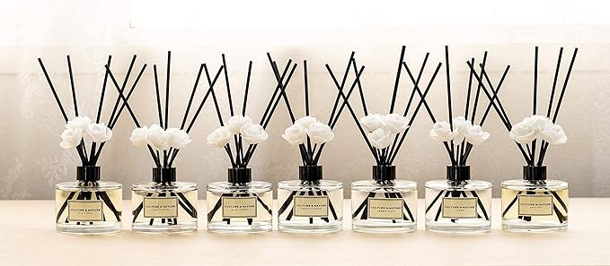 CULTURE & NATURE Reed Diffuser Set 6.7oz (200ml) Lime Basil Mandarin Scented Diffuser with Sticks Home Fragrance Reed Diffuser for Bathroom Shelf Decor