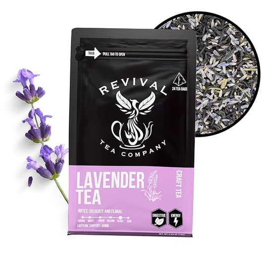 Revival Tea Company Lavender Tea - Black Tea Blend with Lavender Flowers - Loose Leaf 5 Ounces