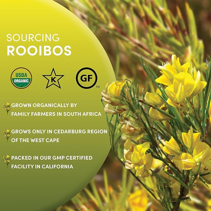 Worldwide Botanicals Organic Red Rooibos Tea – 1lb - 100% South African Aspalathus linearis – Loose Leaf, Cut and Sifted - Resealable Bag for Freshness, 1 Pound Bag