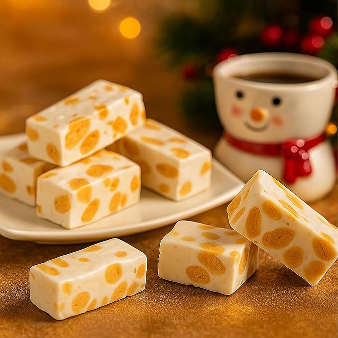 Andy Anand Chocolatier Sugar Free Roasted Almond Soft Nougat Brittle - Made in Europe Gluten Free Diabetic Friendly Nougat Candy, Unforgettable Flavor,Bite With Italian Nougat Brittle (7 Oz)