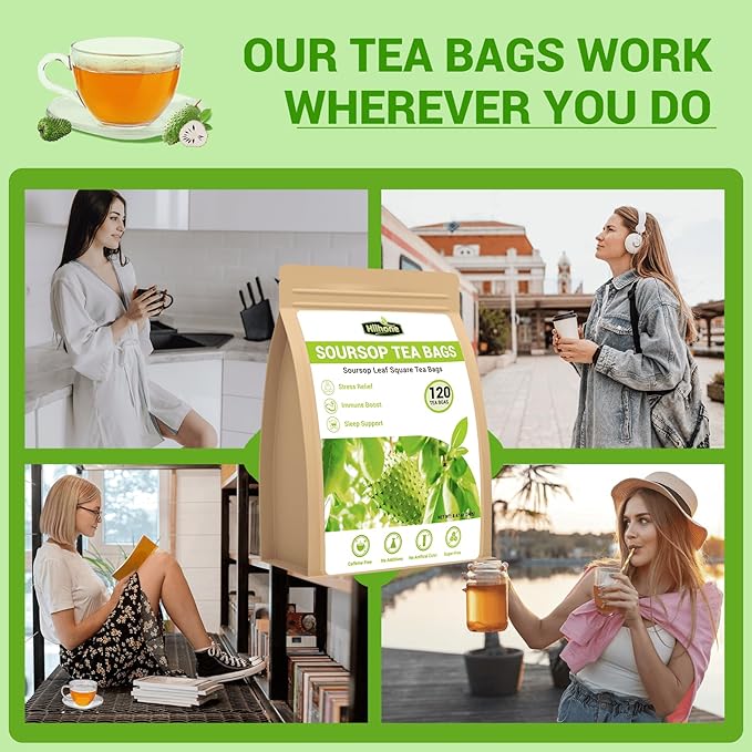 Soursop Leaf Herbal Tea (Graviola) - Caffeine & Sugar Free, 120 Count