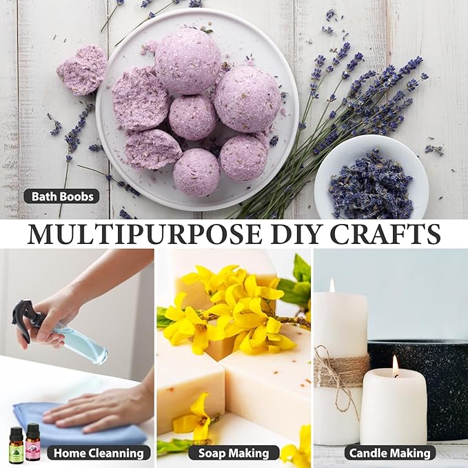 Essential Oil Set - Perfect for Diffuser, Massage, Soap, Candle, Bath Bombs Making, 60x10ml(0.33fl.oz)