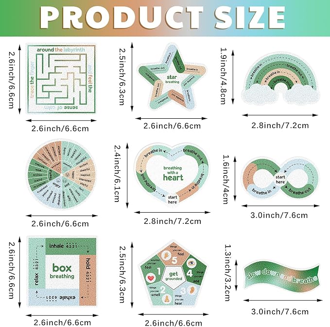 Libima 72 Pieces Anxiety Sensory Stickers Textured Stickers Fidget Mindfulness Sticker School Counselor Supplies Adult Sensory Items Anxiety Relief, 9 Styles(Fresh Color)