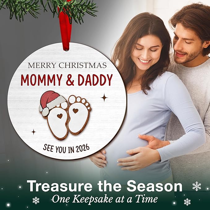 Pregnancy Gifts for Expecting Mom Dad - Pregnancy Announcement for Husband Wife, Gender Reveal gift, Baby Announcement Gifts - mom to Be, Pregnant gift, New Mommy Daddy, New Parents Ornament