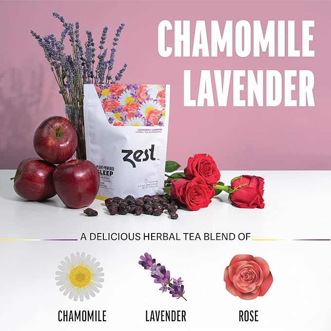 Zest Sleep Tea - 2mg Melatonin Tea for Sleep - Chamomile Lavender Herbal Blend - 15Ct Pack - Calming & Relaxing Ingredients for a Perfectly Sleepy Bedtime
