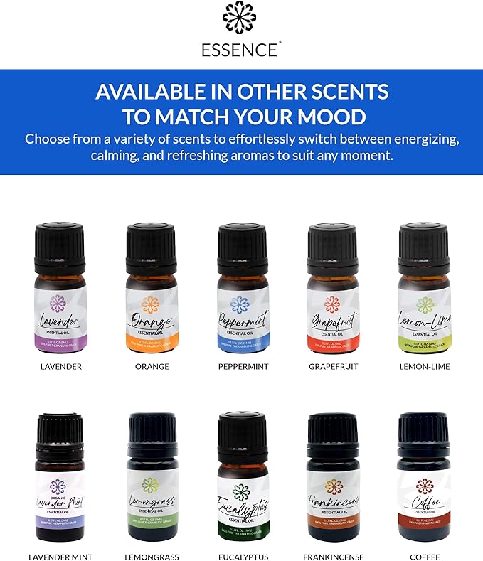 Essence Peppermint Essential Oil – 100% Pure & Therapeutic Grade – Perfect for Aromatherapy, Diffusers & Recharging Essence Nasal Diffuser Rings – Natural Stress & Mood Support (5mL)