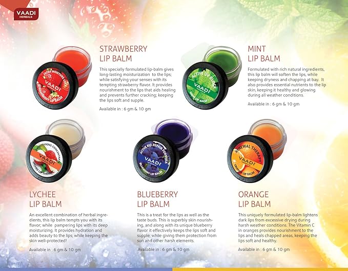 Lip Balm - ★ Renewal Theraphy - ★ Orange & Shea Butter Flavor - ★ All Natural - ★ Pack of 8 X 10 Gms(0.35 Ounces) in Tin - Vaadi Herbals