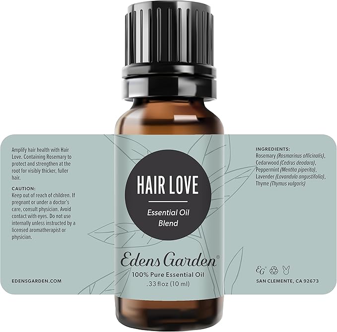 Edens Hair Love Essential Oil Blend- 100% Pure Premium Grade, Undiluted, Natural, Therapeutic, Aromatherapy, The Best for Diffusing, Skin, Hair, Face 10 ml (.33 fl oz)