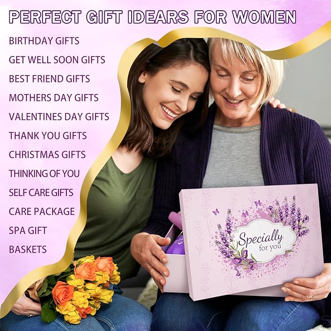 Birthday Gifts for Women Friendship Self Care Package Gifts for Women Get Well Soon Gift Baskets Relaxing Blanket Gifts Box for Sister Mom Wife Friend Her Fantasy Box (Purple)