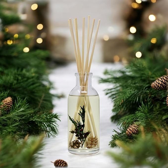 Urban Naturals Balsam Forest Reed Diffuser Oil Set - Real Juniper and Pine Cones β Fragrance Notes of Fraser Fir, Evergreen, Pine, Woodsy Cedar and Sandalwood β Vegan 3.75 Ounces β Made in The USA