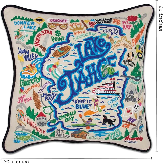 Catstudio Lake Tahoe Embroidered Decorative Throw Pillow