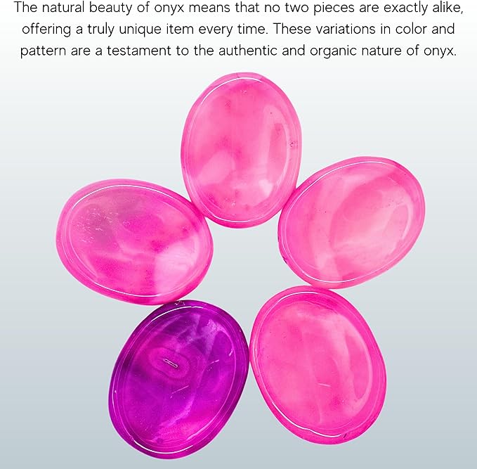 Amazing Gemstone Pink Onyx Worry Stone Crystals & Healing Stones - Worry Stones for Stress Relief Gifts - Piedra Crystal Fidget for Meditation, Relaxation - Unique Stocking Stuffers & Birthday Gifts