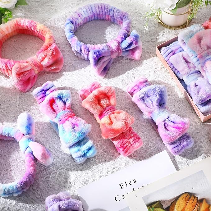 25 Pcs Spa Headband Bulk Makeup Headbands for Washing Face Cute Bow Hairbands Soft Coral Fleece Hairbands for Women Face Skin Care Makeup Spa Gift Shower Yoga(Novel Pattern)