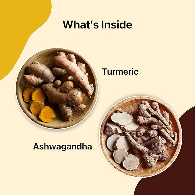 BLUE TEA - Turmeric Tea - Ashwagandha - 15 Count - Plant Based Tea Bag | CURCUMIN RICH - HERBAL BLEND | Herbal Tea - Caffeine Free - Non-GMO - Vegan - Gluten Free - No Sugar | Reusable Tin Pack