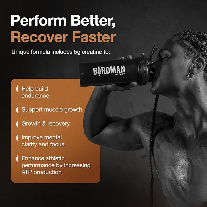 Birdman Falcon Performance Vegan Protein Powder, 31g Protein, 5g Creatine, 5g BCAA, Probiotics, Electrolytes, Pre Workout, Low Carb, Sugar Free & Dairy Free, Plant Based Chocolate Protein -19 servings