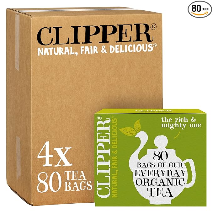 Clipper Tea Organic Fairtrade Everyday - USDA Organic, Non-GMO, Fair Trade, Sustainable Caffeinated British Tea, 4 Pack, 320 Unbleached Tea Bags - New Foil Free 100% recyclable packaging