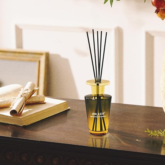 Airkeep Reed Diffuser Set 5.07 fl oz, Driftwood Chamomile Scent Diffuser with Sticks, Home Fragrance Oil for Bedroom, Bathroom, Office Decor