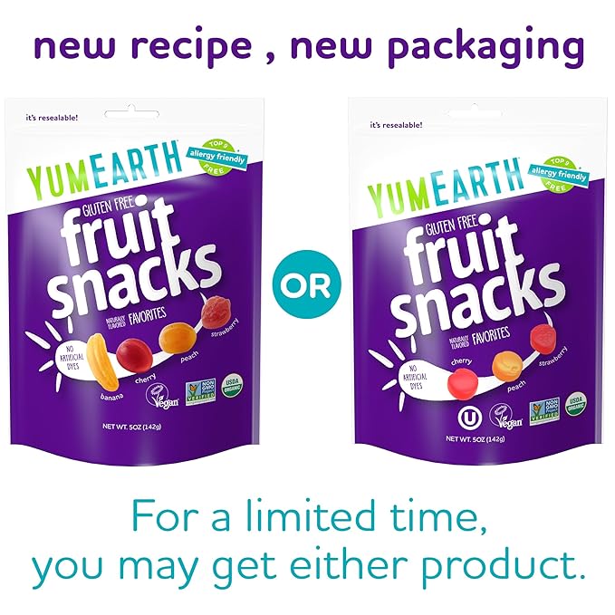 YumEarth Organic Fruit Snacks, 5oz. (Pack of 6), Allergy Friendly, Gluten Free, Non-GMO, Vegan, No Artificial Flavors or Dyes,5 Ounce (Pack of 6)