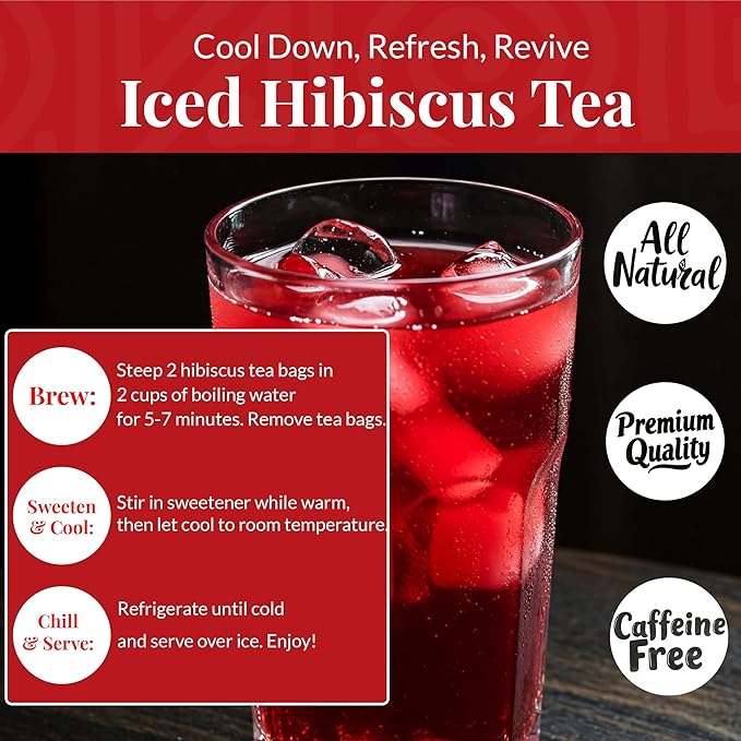 Premium Hibiscus Tea - 75 TeaBags, Te de Hibisco, 100% Natural Hibiscus Flowers, Herbal Tea, Caffeine Free, Non-GMO, Sugar-free. Perfect for Hot or IcedTea. by Akshit