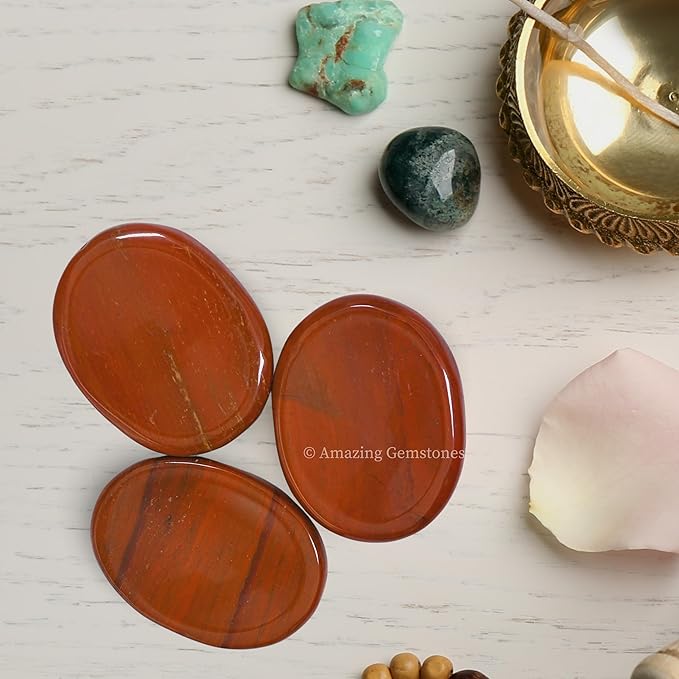 Amazing Gemstone Red Jasper Worry Stone Crystals and Healing Stones - Worry Stones for Stress Relief Gifts - Piedra Crystal Fidget for Meditation - Unique Stocking Stuffers and Birthday Gifts
