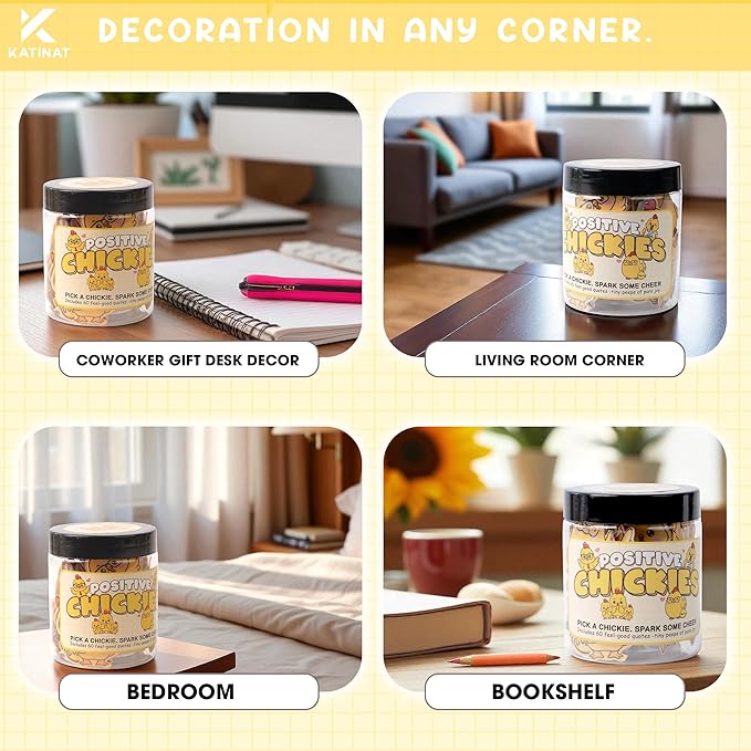 60 Positive Chick Cards Jar β 60 Affirmation Cards for Anxiety & Self Care, Teens, Emotional Support Chickies, CHicken Gifts, chicken gift For Women, Funny ChickEn gifts, ChicKen Stuff