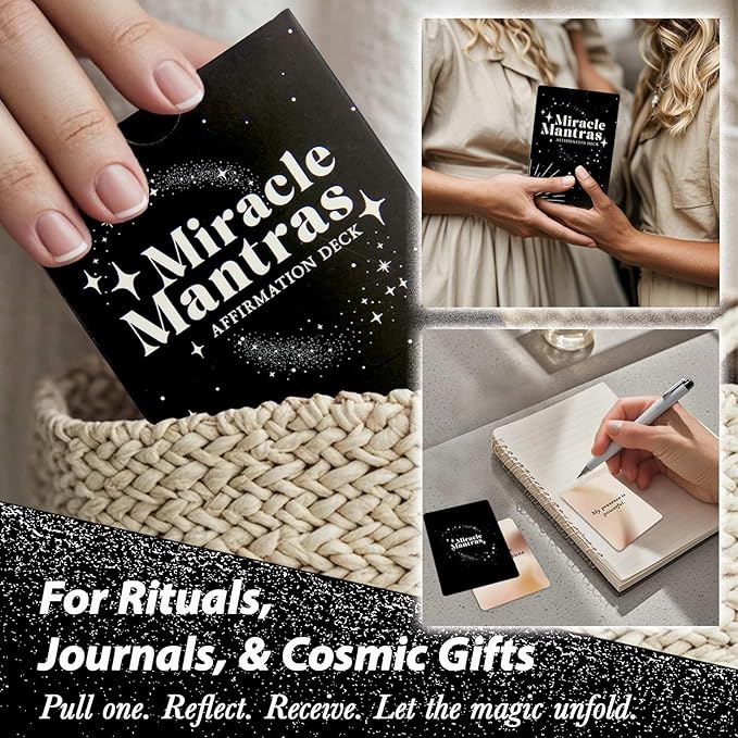 Miracle Mantras Affirmation Deck, Mindfulness Affirmation Cards for Women & Men, 62 Daily Positive Motivation Self-Love Cards, Miracle Mantras Gift for Friend, Sister, Coworkers, Employee Gifts