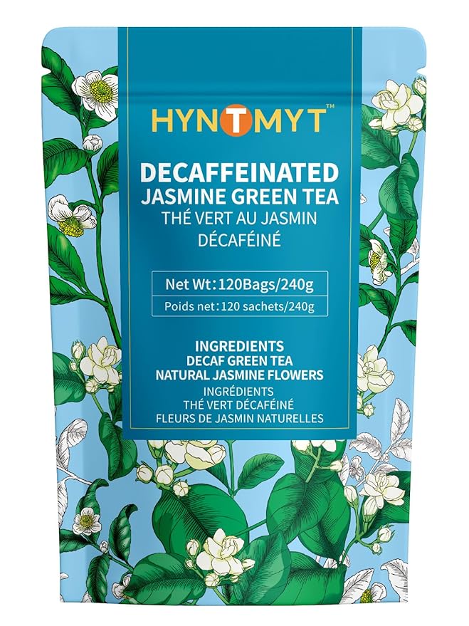 HYNTMYT Decaffeinated Jasmine Green Tea Bags, CO₂ Decaf Green Tea Scented with Jasmine Flower, Natural Floral Aroma, Fragrant, 120 Count