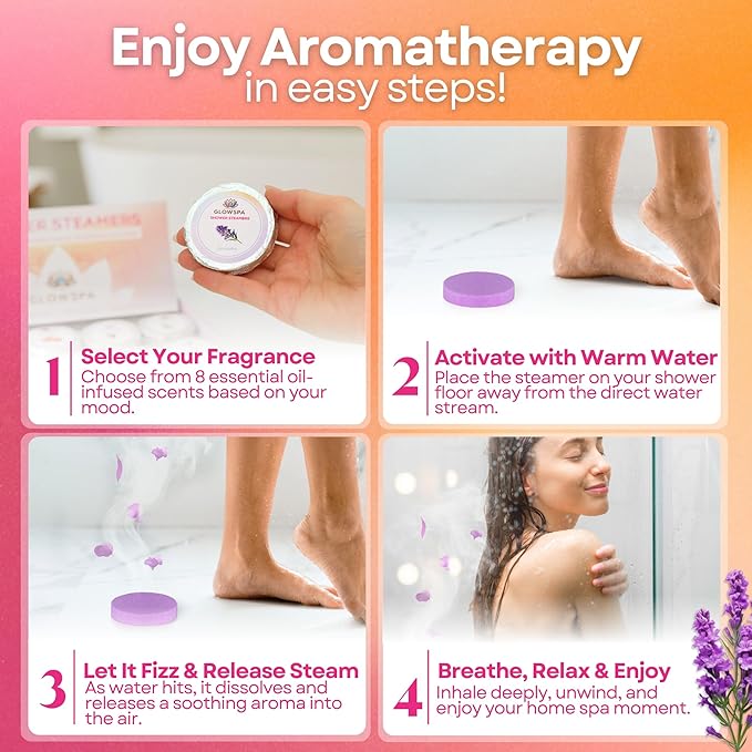 Shower Steamers Aromatherapy – 8 Pack Shower Bombs for Women with Essential Oils for Relaxation, Stress Relief and Self Care – Individually Wrapped Bath Steamers – Gifts for Women, Men
