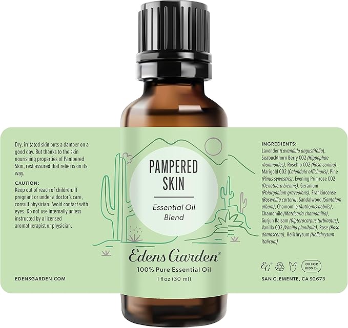 Edens Garden Pampered Skin Essential Oil Blend- 100% Pure Premium Grade, Undiluted, Natural, Therapeutic, Aromatherapy, The Best for Skin, Face, Kid Safe 30 ml (1 fl oz)
